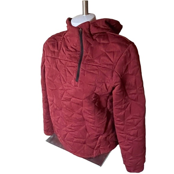 The North Face Brick Red Quilted Fleece Hoodie Jacket Pullover XS EUC - Picture 4 of 16
